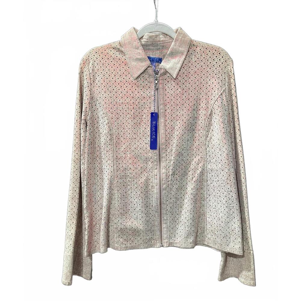 NEW BLU ICE women's perforated zip-up jacket in pink